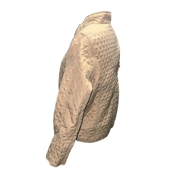 Reversible Quilted Jacket Womens M Lightweight Beige & Black Diamond Pattern Ful - Picture 8 of 14